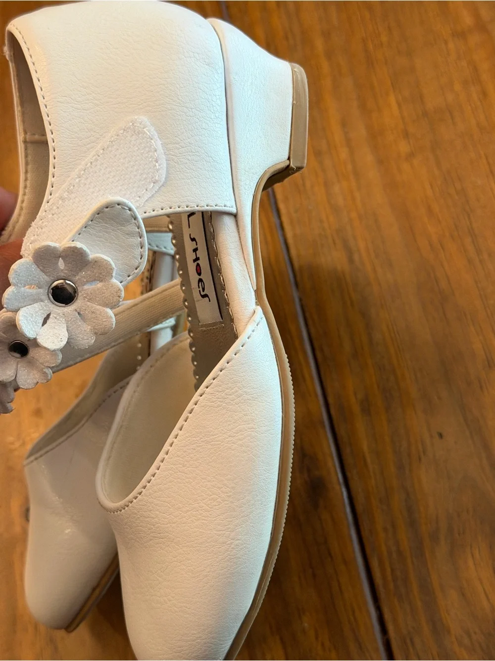 Rachel Shoes Girls Cream Floral Strap Dress Shoes